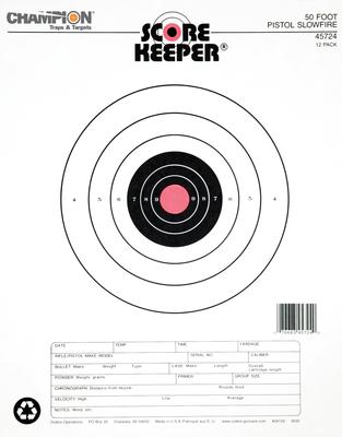 Champion Scorekeeper Orange Bullseye Target 50FT Pistol Slowfire 12PK #45724