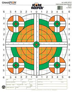 Champion Scorekeeper  Orange/Green Bullseye 100YD Rifle Sight In 12PK #45761
