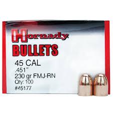 Hornady Bullet 45CAL 230GR FMJ RN 100CT Box #45177