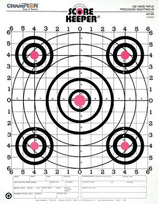 Champion Scorekeeper Target 100 Yard Rifle 12PK #45726