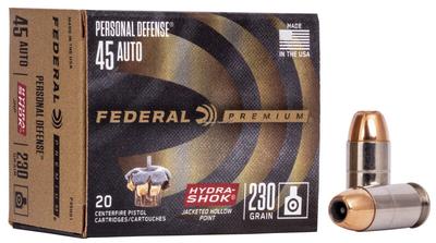 Federal Defense 45ACP 230GR Hydra Shok 20RD Box #P45HS1