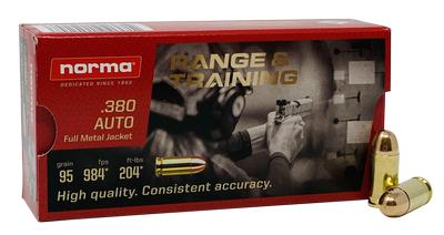Norma Range & Training 380acp 95gr fmj 50rd box #620140050
