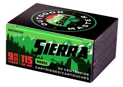 Sierra Outdoor Master 9mm 115gr JHP 20rd box #A81100-120